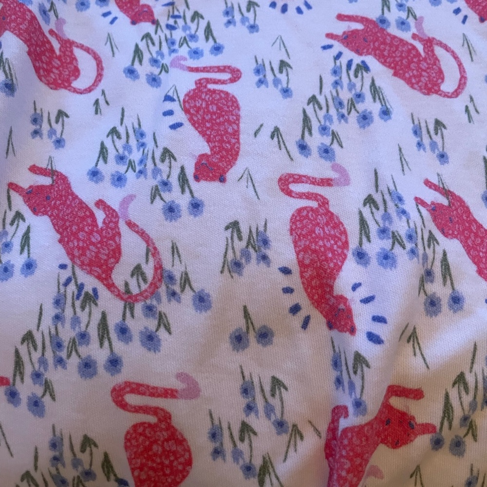 Roller Rabbit cheeta garden XXS long sleeve and pants pajama set EUC.